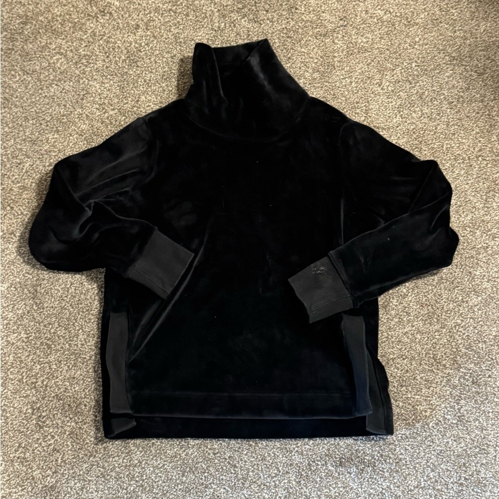 Athleta Double Cozy Karma Funnel Neck Sweatshirt Black Size M Super Soft